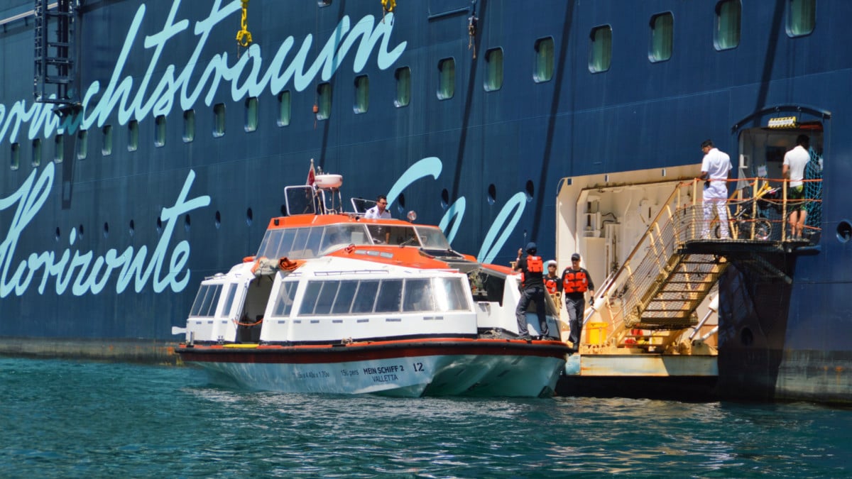 Cruise Ship Lifeboat Being Used as Tender